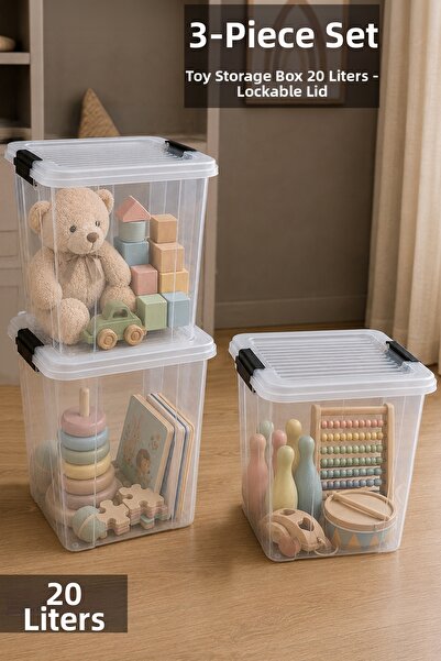 Meleni Baby 3-Piece Deep Toy Organizer - Lockable Storage Box Baby Room Organ...
