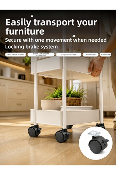 Mestore 4-Piece Lockable Wheel Foot 4 cm Silent and Durable