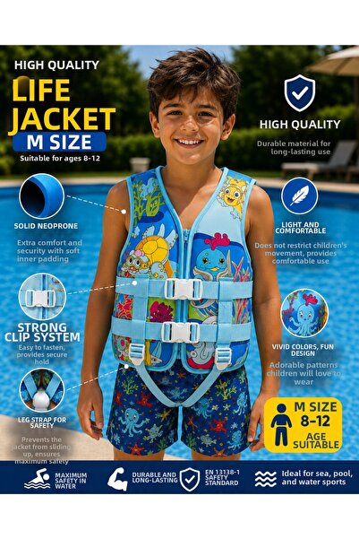 LRS STORE Children's Life Jacket Size m 8-12 Years |   Sponge Neoprene Swimmi...
