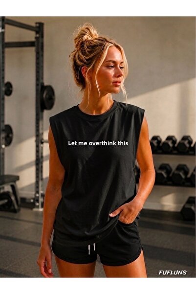 FUFLUNS Let Me Overthink Printed Women's Regular Fit Crewneck Sports Sleevele...