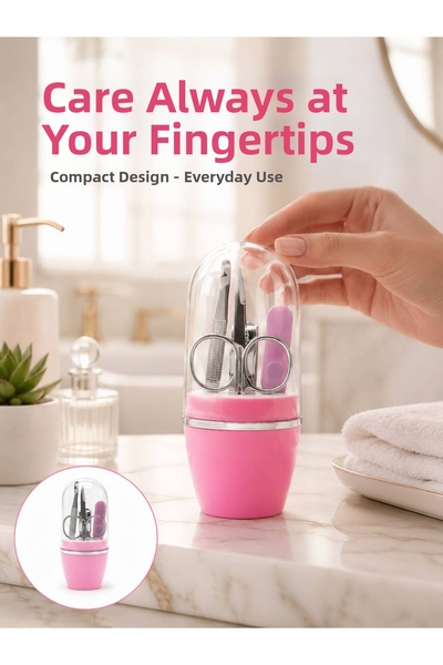 pınaxar Nail Care Manicure Pedicure Set 4 Pieces Pink Practical Daily Use New...