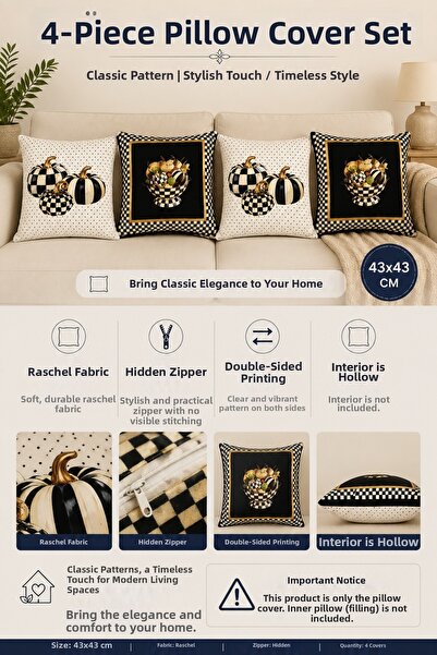 ALLGELSİN Set de 4 huse de pernă decorative colorate, în stil boem, din țesăt...