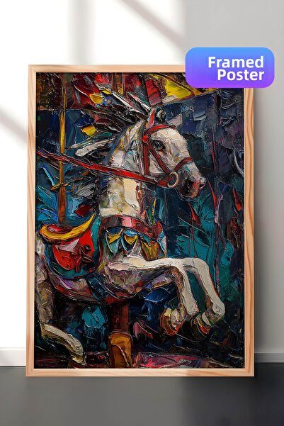 Zestia Pictură murală artistică în ulei cu ramă din lemn, figură colorată de ...
