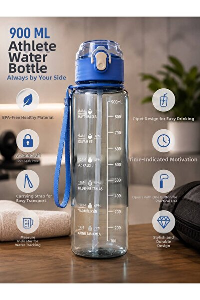 Lomera Home 900 ml Large Size Athlete Water Bottle |   With Straw – Motivatio...
