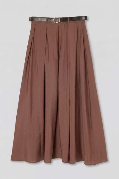 Drop by TrendyolMilla Smeđa plisirana suknja sa bočnim zatvaračem TDRSS26ET00067