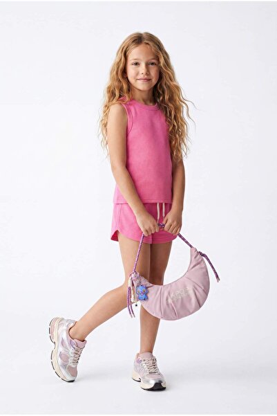TRENDYOLKIDS Ružičasti jednobojni pleteni donji i gornji set TKDSS26AU00037