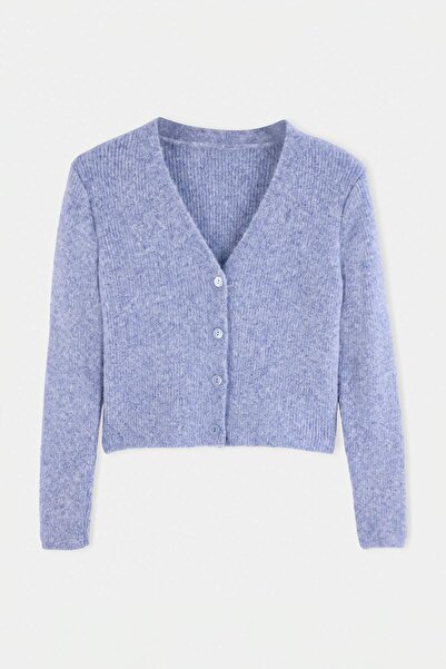 Trendyol Collection Mavi Wardrobe Essentials Cardigan din tricotaje din lână ...
