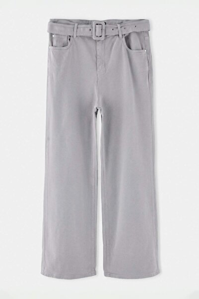 Trendyol Curve Gray High Waist Belted Plus Size Jeans Tbbaw27Cj00013