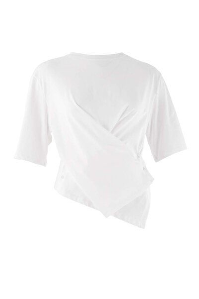 Trendyol Curve Ecru Regular Fit Low Sleeve Three Quarter Buckle 100% Cotton K...