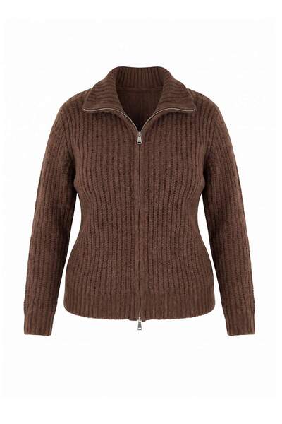 Trendyol Curve Wardrobe Essentials Brown Double-Sided Zippered Soft Textured ...