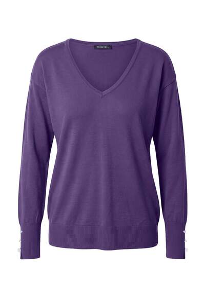 Trendyol Curve Purple V-Neck Button Detailed Knitwear Sweater Tbbaw23An00043