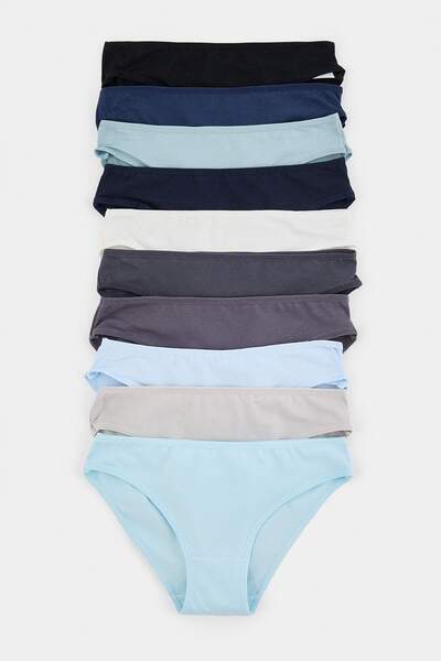 Trendyol Collection Albastru marin-multicolor, pachet de 10 chiloți uni din j...