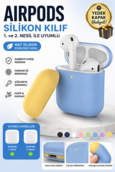 Mcstorey Airpods Kılıf 1-2 Nesil Kulaklık Kılıfı Mat Silikon Case Yedek Kapak...