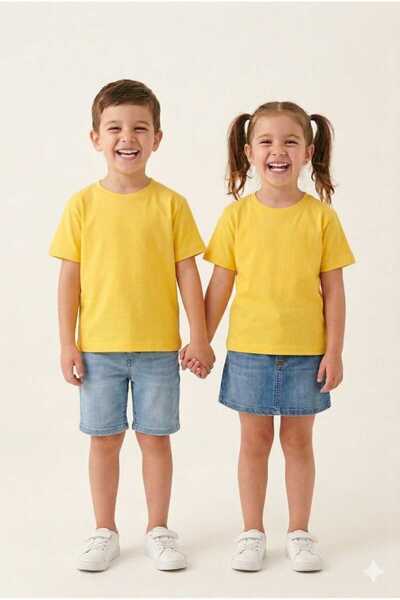 Beniizle Günlük Düz Renk Unisex Yazlık Çocuk T-Shirt