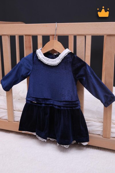 Babyhola Kız Bebek Çocuk Kadife Elbise Şık Bayramlık Nostaljik Retro Koleksiyon 13542