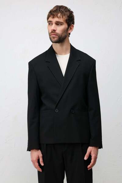 Antioch Siyah Relaxed Fit Erkek Blazer Ceket