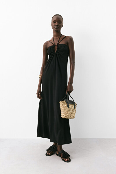 H&M Drapeli Halter Yaka Elbise