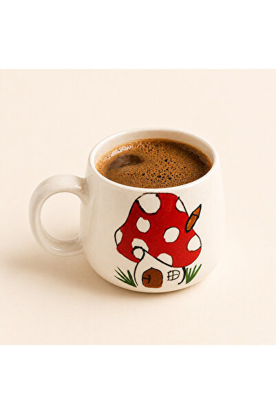 sihirli kutular Mantar Ev Desenli El Yapımı Seramik Kupa, Seramik Kupa, Mug, ...