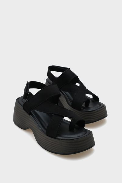 Capone Outfitters Γυναικείες παντόφλες Doris Stone Buckle Suede Wedge Heeled