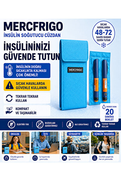 mercfrigo İnsülin Soğutucu Cüzdan-Açık Mavi- 2 kalemlik(Frio)