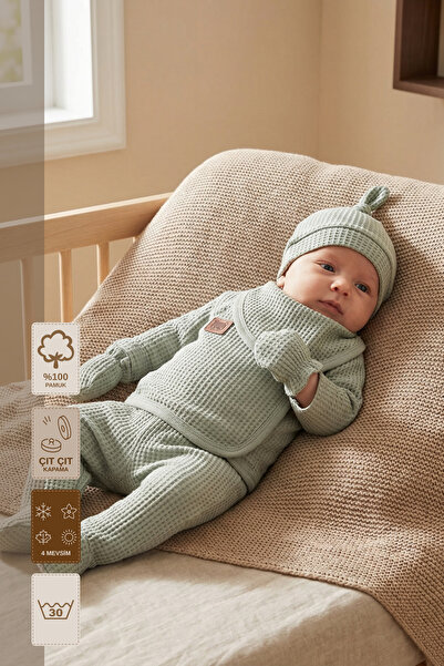 Minory Baby - طقم خروج من المستشفى مكون من 5 قطع 100% قطن |   بطانية مقاسك