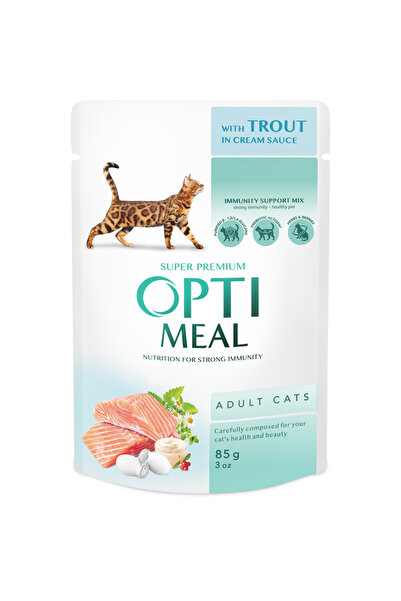 OptiMeal Hrana umeda pisici adulte - cu Pastrav in sos, set 12*0,085kg