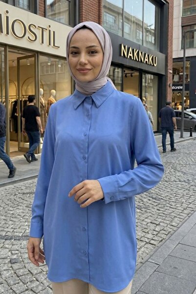 Naknaku تونيك نسائي من قماش دبي بأكمام طويلة وأزرار، تصميم كلاسيكي، مقاس مريح...