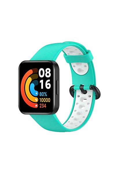 SORA GROUP ®   Redmi Watch 2 Sport Perforated Strap - Turquoise-White