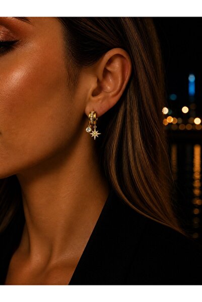 Sistersco Gold Color Steel Dangle Women's Earrings