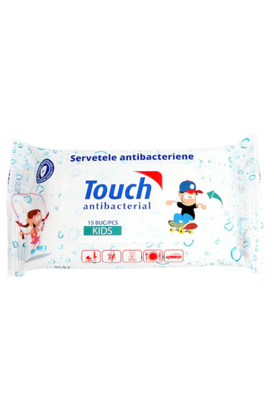 Touch Servetele Umede Antibacteriene Kids, 15 buc