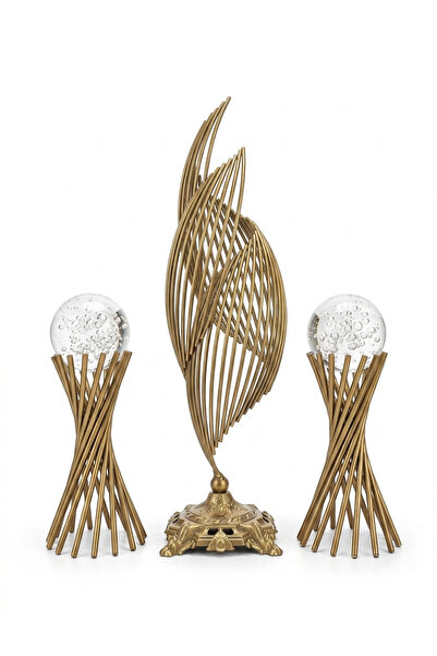 3-Piece Antique Metal Decorative Set – Spiral & Auger Design