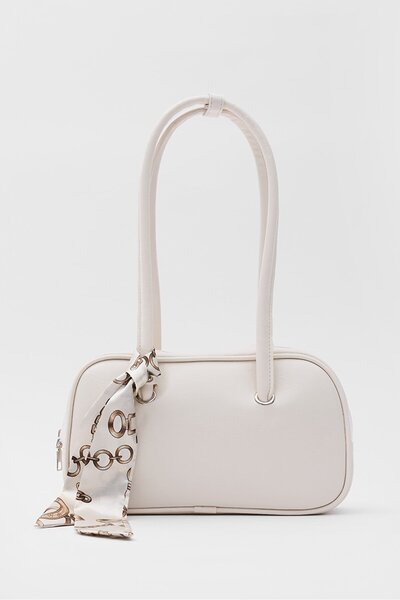 Shule Bags Beau Fular Detailed Baguette Bag Cream