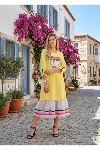 Bohemian فستان طويل أصفر نسائي