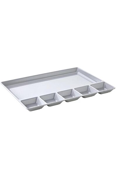 abnturk Kırılmayan Kahvaltı Sunum Tabağı 33x26cm Kahvaltılık 6 Bölme Sağlıklı Malzeme Tabldot Tepsisi