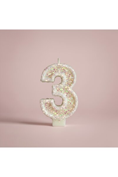 Miki & Miki Pembe Simli Pasta Mumu Doğum günü mum 3 yaş