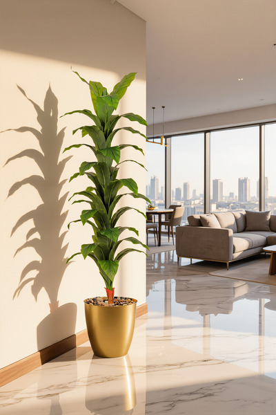 MARIA HOMES نبات ذرة اصطناعي بطول 187 سم مع وعاء - ديكور داخلي عصري