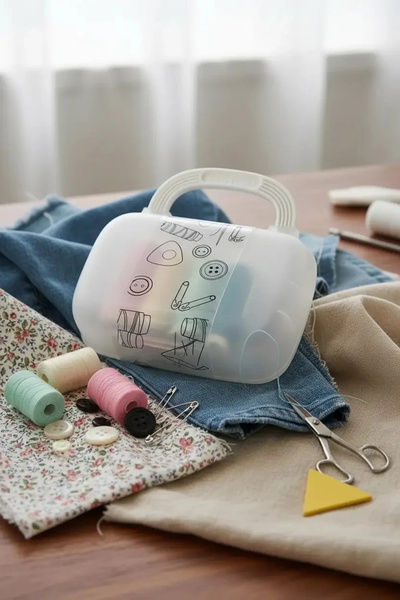 Miniso Lisanslı Mini Dikiş Kutusu Beyaz – Seyahat Tipi Taşınabilir Pratik Ona...