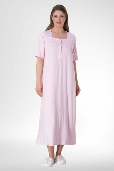 Mecit Pijama قميص نوم نسائي مقاس كبير باللون الوردي من Mecit 6049