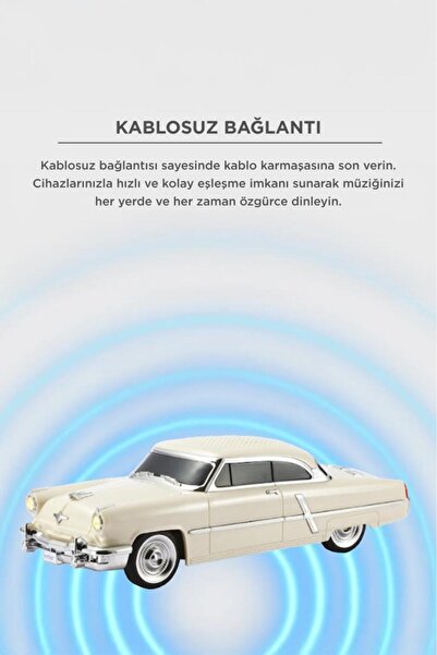 Torima Bluetooth Hoparlör Retro Klasik Araba Tasarımlı 10W FM USB Speaker D85 Bej