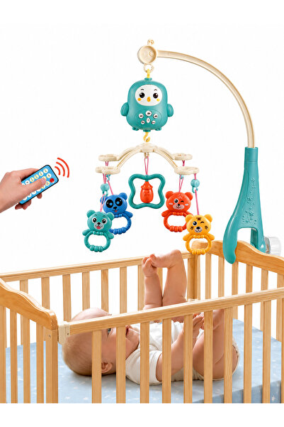 BabyLondy Uzaktan Kumandalı Melodili Hayvan Figürlü Ses Ayarlı Beşik Dönences...