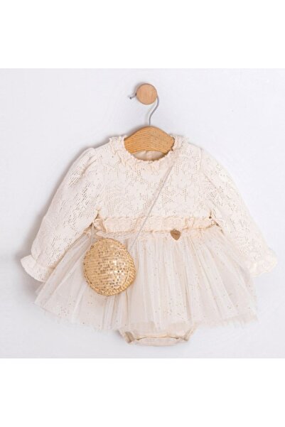 Cumino Marry&Joe Baby Girl Openwork Bodysuit Dress with Bag 6-18 Months Ecru