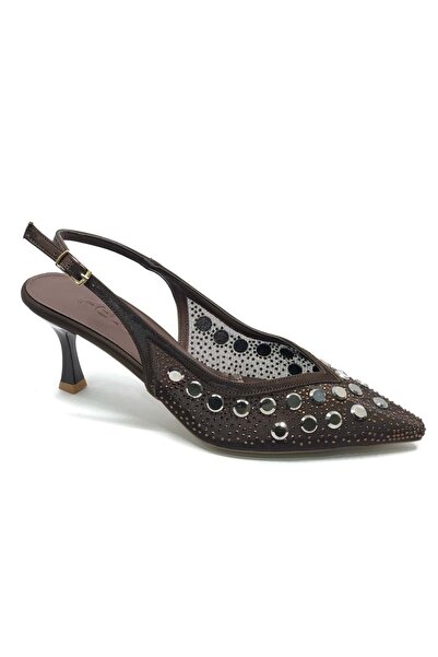 Kids Club Shoes Feles Tulle Stone Detailed Open Back Stiletto Heeled Γυναικεί...