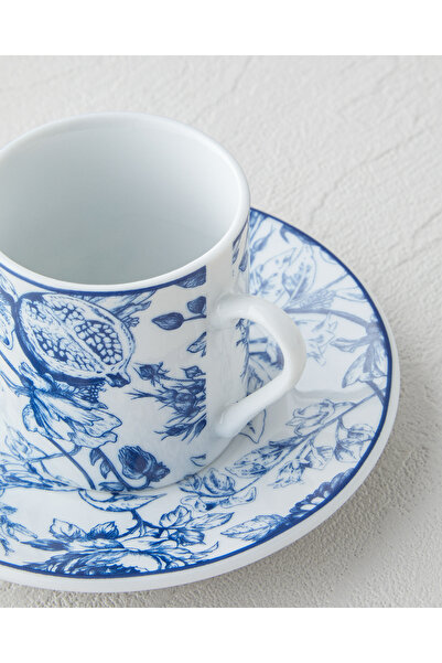 English Home Liana Porselen 4 Parça 2 Kişilik Kahve Fincan Takımı 80 ml Lacivert-Beyaz