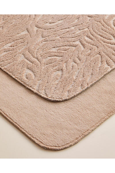 English Home Strala Kaydırmaz Taban Banyo Paspası Seti 60x80 cm + 40x60 cm Koyu Bej