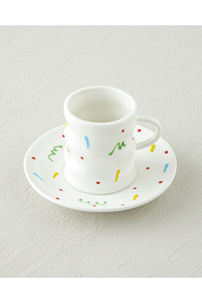 English Home Confella New Bone China 4 Parça 2 Kişilik Kahve Fincan Takımı 100 ml Renkli