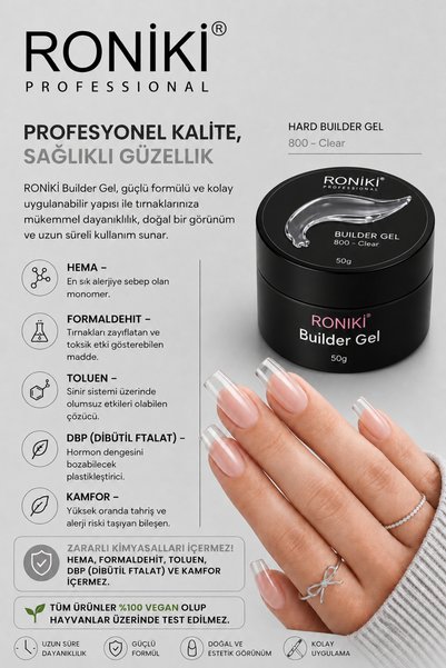 RONIKI Protez Tırnak Uzatma Jeli Clear Şeffaf 800 60g