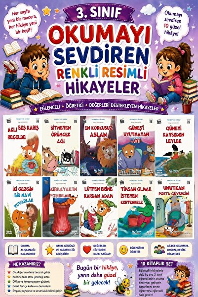 Üçgen Yayıncılık 3. Sınıf Okumayı Sevdiren Renkli Resimli Hikayeler 22 - 10 K...