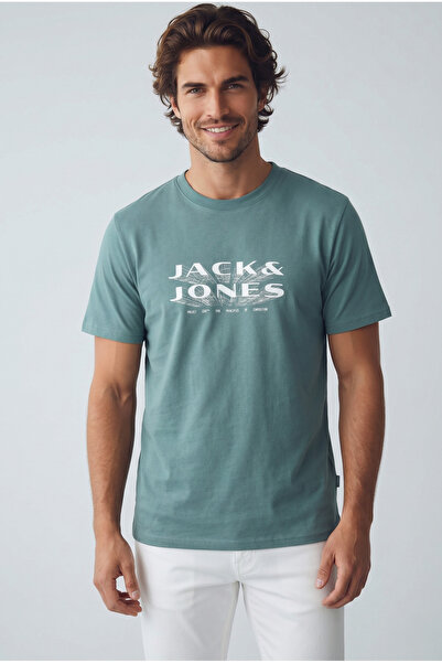 Jack & Jones تي شيرت رجالي من Jcofusıon Jj Brandıng برقبة دائرية وشعار العلام...