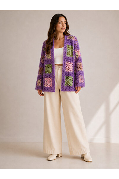 BY AKTEPE STORE Hand Knitted Granny Square Cardigan – Bohemian Women's Knitwe...