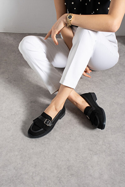 HVZ Exclusive Siyah Süet Ayakkabı Loafer Makosen Casual Ergonomik Rahat Yumuş...